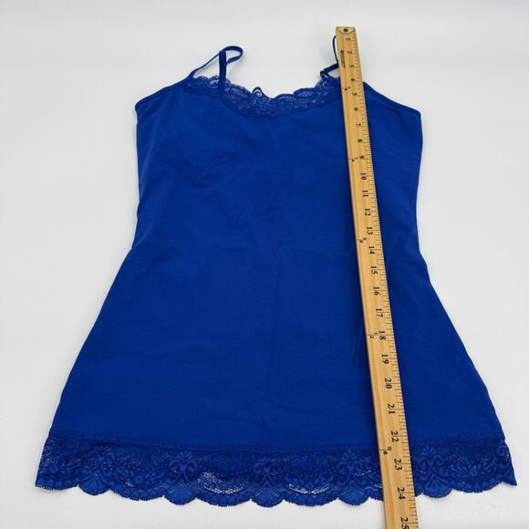 EXPRESS Lace Trim Bra Cami Tank Top Size M Blue Stretch Romantic Preppy Y2K - Picture 6 of 6